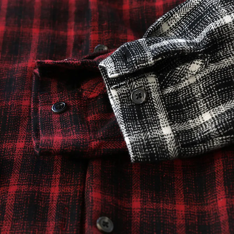 

Schinteon Autumn New Women Plaid Long Shirt Autumn Turn-down Collar Long Sleeves Cardigan Woolen Shirts Red Black