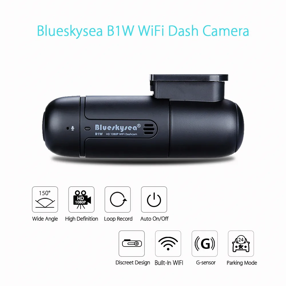 Blueskysea B1W Автомобильная камера HD 1080P sony IMX323 Мини Wi-Fi автомобильный видеорегистратор DVR Camara вращающаяся на 360 градусов супер конденсаторная приборная камера