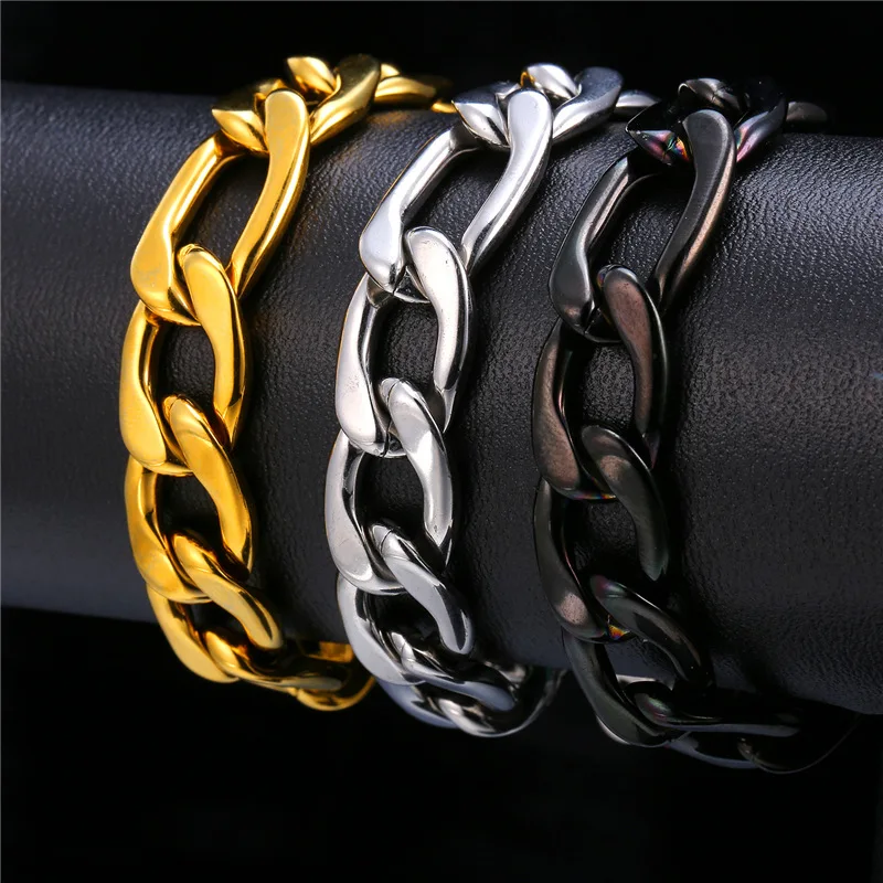 Браслеты-цепочки Figaro для мужчин и женщин модные ювелирные украшения из