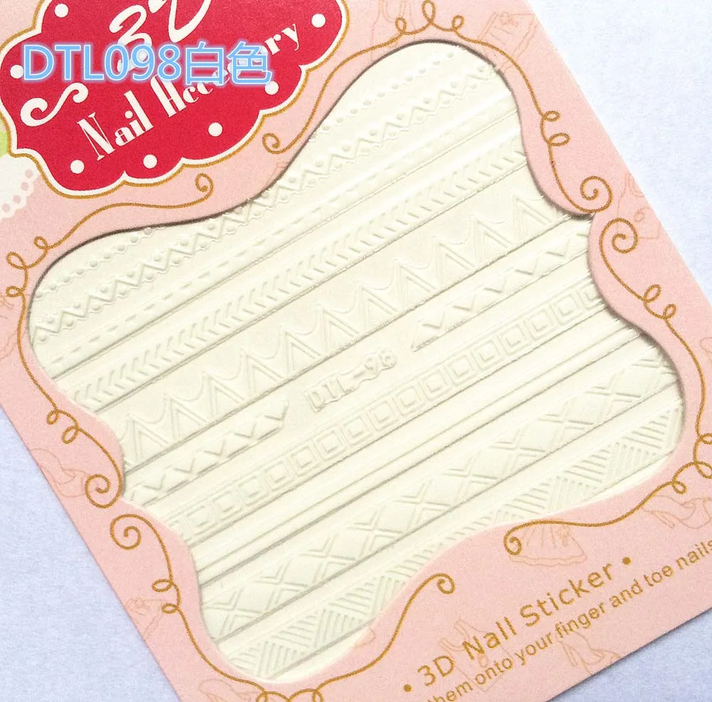 DTL098white 30 стилей! Мода лак для ногтей 3D белых украшений дизайн, черный цвет, клей для ногтей наклейки для ногтей советы Красота - Цвет: DTL098white