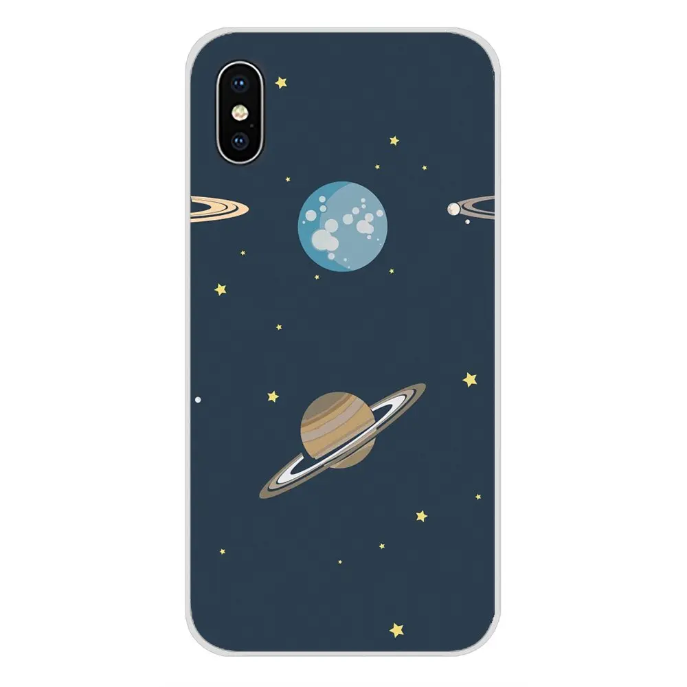 Прозрачный мягкий чехол с мультяшным принтом Луна Космос для Samsung Galaxy A5 A6S A7 A8 A9S Star
