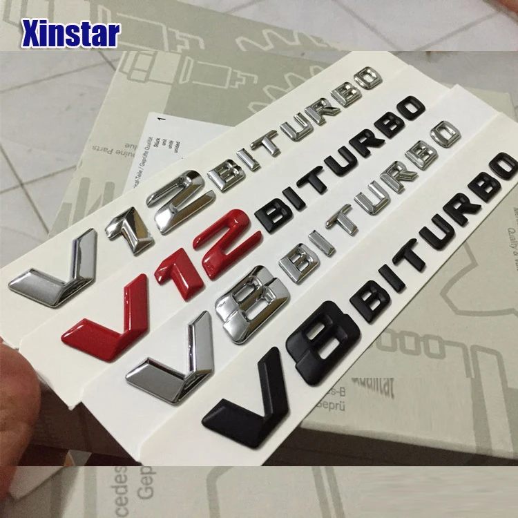 

ABS V8 V12 BITURBO emblem For Mercedes-Benz A B E Glass CLA GLA GLK CLS ML GL AMG Styling