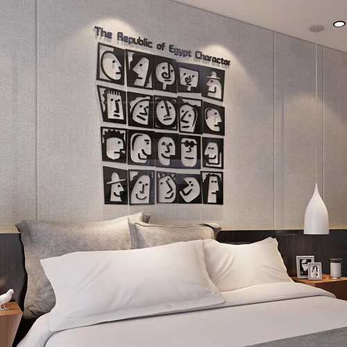 Настенные акриловые трехмерные наклейки с забавным лицом для ресторана дивана