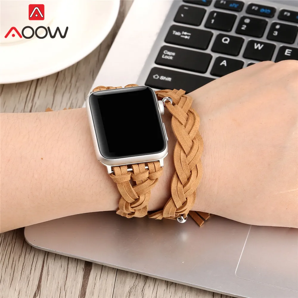 Ремешок для часов плетеный из кожи Apple Watch 1 2 3 4 40 44 38 42 мм|Ремешки часов| |