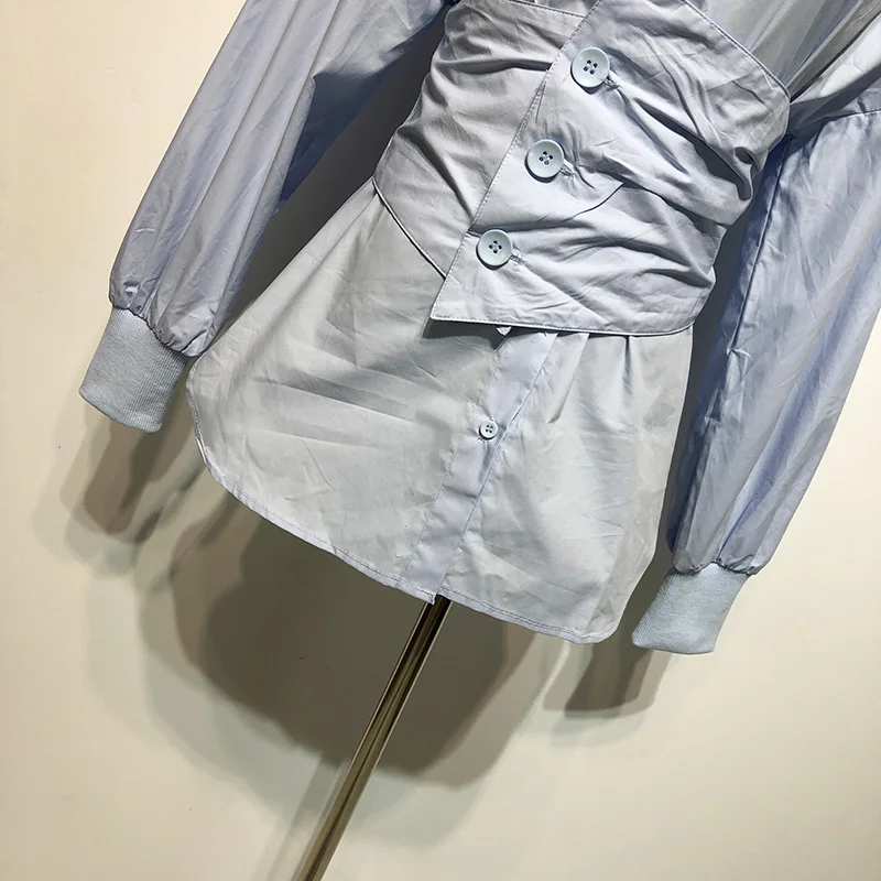 WENYIN/2018 Осенняя мода уличная Кнопка Пояс Блузка Для женщин blusas рубашка Топы WY-580 |