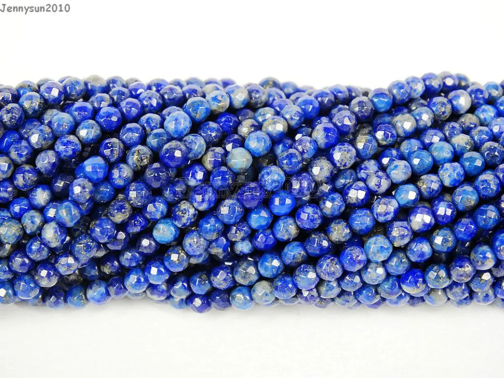 

Natural Lapis Lazuli Gems Stones 2mm Faceted Round Spacer Seed Beads 15.5'' Strand for Jewelry Making Crafts 5 Strands/Pack