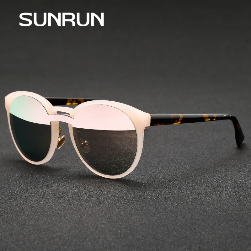 SUNRUN Новый круглые Винтажные Солнцезащитные очки Для женщин Брендовая