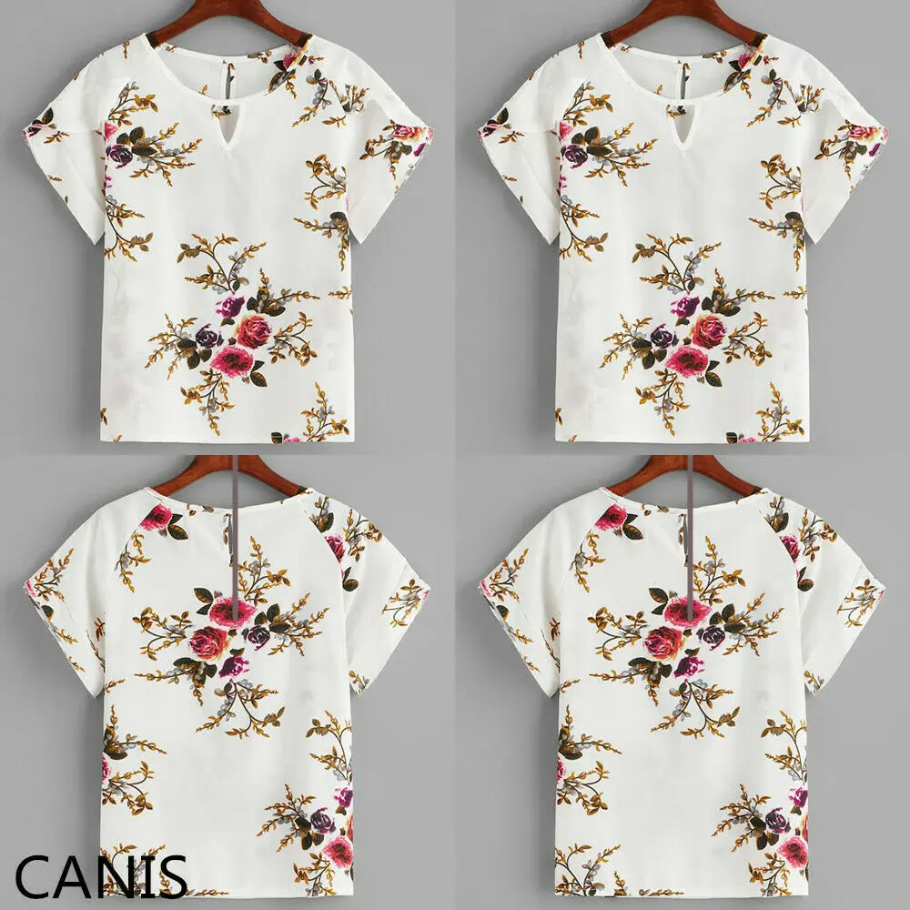 Женские топы 2019 с цветочным принтом женские летние белые футболки круглым