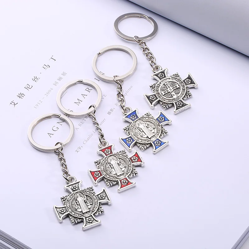 Saint Иисус Христос крест кулон брелок для ключей Chain Ring Держатель Finder Для женщин