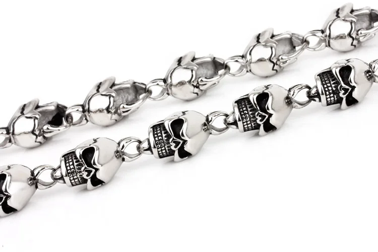 HipHop 316L Stainless Steel Mens Rock Biker Jewelry Huge Titanium Long Skull Skeleton Necklaces Gothic Heavy Punk Necklace | Украшения и