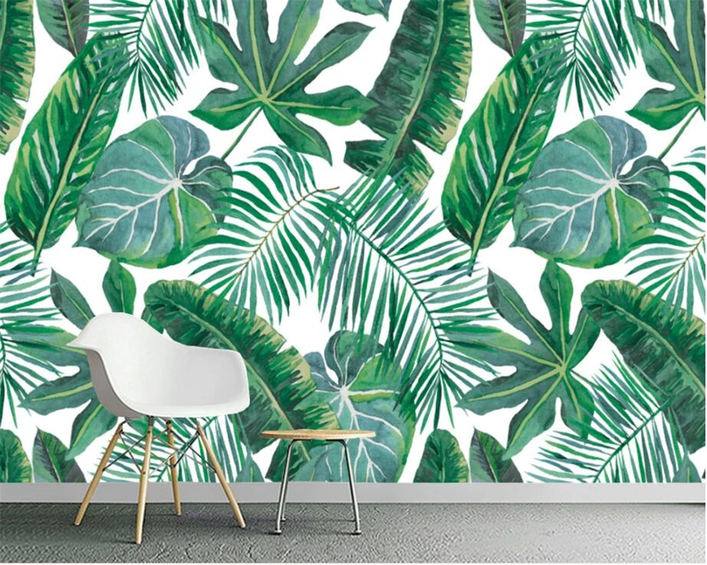 

beibehang Custom 3d wallpaper mural European hand painted rainforest banana leaf TV background wall 3d wallpaper papier peint