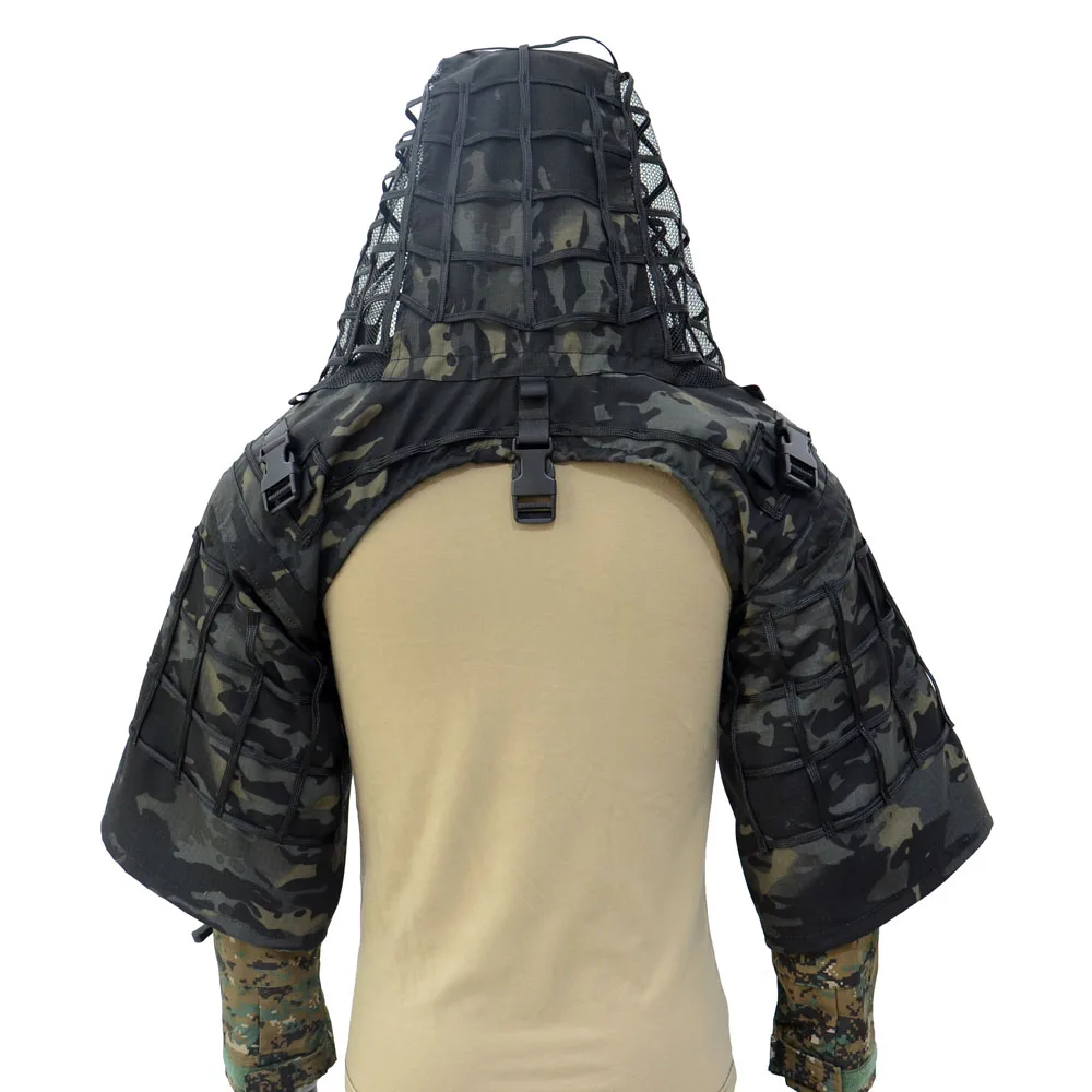 TTGTACTICAL Снайпер Ghillie капюшон камуфляж Ghillie костюм основа тактическая верхняя одежда для снайпера Viper капюшоны, охота Ghillie база - Цвет: Black Camo