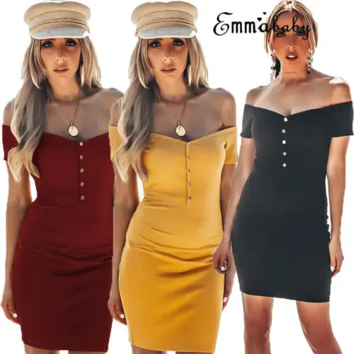 New Sexy Lady Women's Bodycon Bandage Short Sleeve Off Shoulder Evening Party Dress | Женская одежда