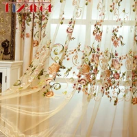 high grade american chenille blackout curtains fabric for living room embroidered flower voile tulle drapes for bedroom ag1173