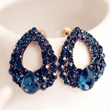 Pendientes de tuerca de circonita azul para mujer, aretes de Perlas, joyería de boda, moda 2019