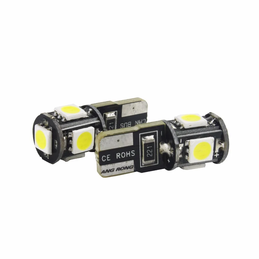 ANGRONG 10 шт./лот Canbus Автомобильная 5 SMD 5050 Светодиодная лампа T10 W5W 194 внутренняя без