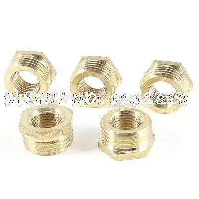 

5pcs 1/2"PT Male x 1/4"PT Female Brass Pipe Reducing Hex Bushing Fitting Coupler