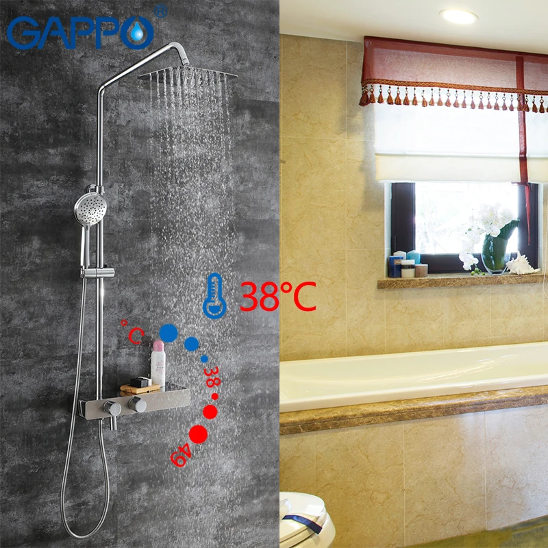 

GAPPO Shower Faucets thermostatic mixer bathroom faucet thermostat faucet bath mixer wall mounted rainfall shower set mixer taps