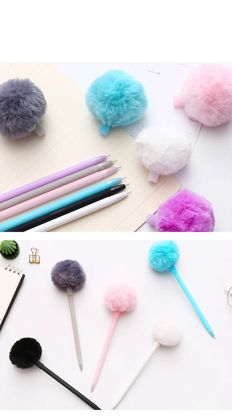 Coloffice Kawaii плюшевая повязка для волос шариковая гелевая ручка милый порошок гель для девочки ручка Креативные черные чернила канцелярские принадлежности для студентов офисные школьные принадлежности