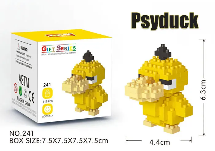 Psyduck Карманы Монстры блок Poke Mon строительный стек мальчик фигурка кирпичная игрушка Minecrafted малыш ребенок пикачус чармандерс Psyducks Cubones - Цвет: Psyduck