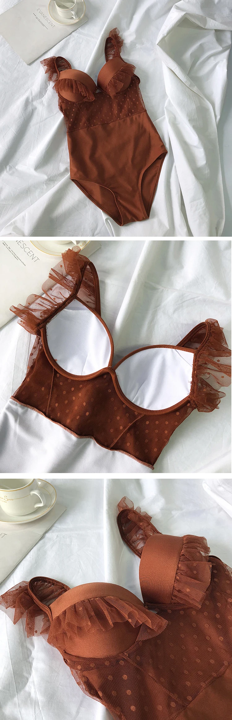 Backless Swimwear Bodysuit Beach Bathing Swimsuit Corsets And Bustiers Sexy Push Up Bra Underwea Lace Mesh One Piece Suits