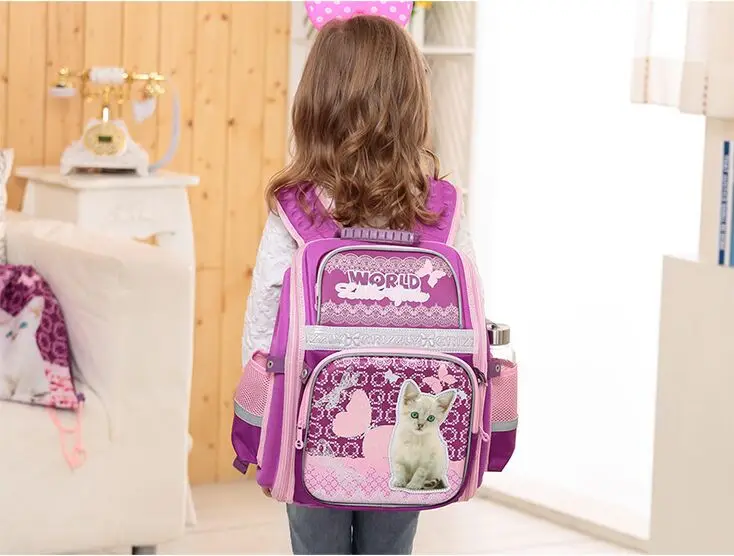 НОВЫЕ 2017 Школьные Сумки для Девочек Милый Мультфильм Кошка Собака Детей