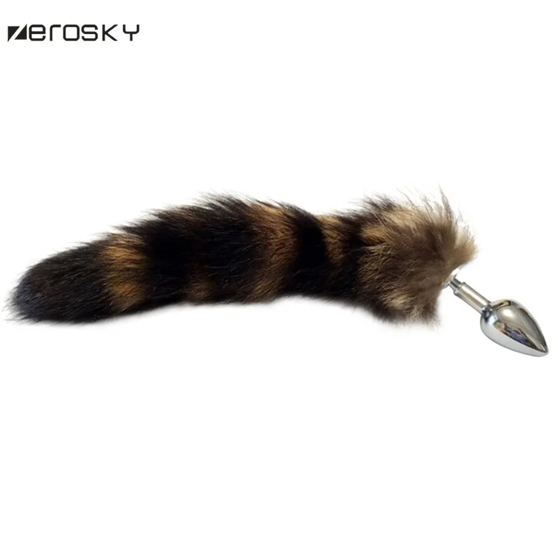 Zerosky Анальная пробка из искусственного лисьего хвоста с забавной любовью