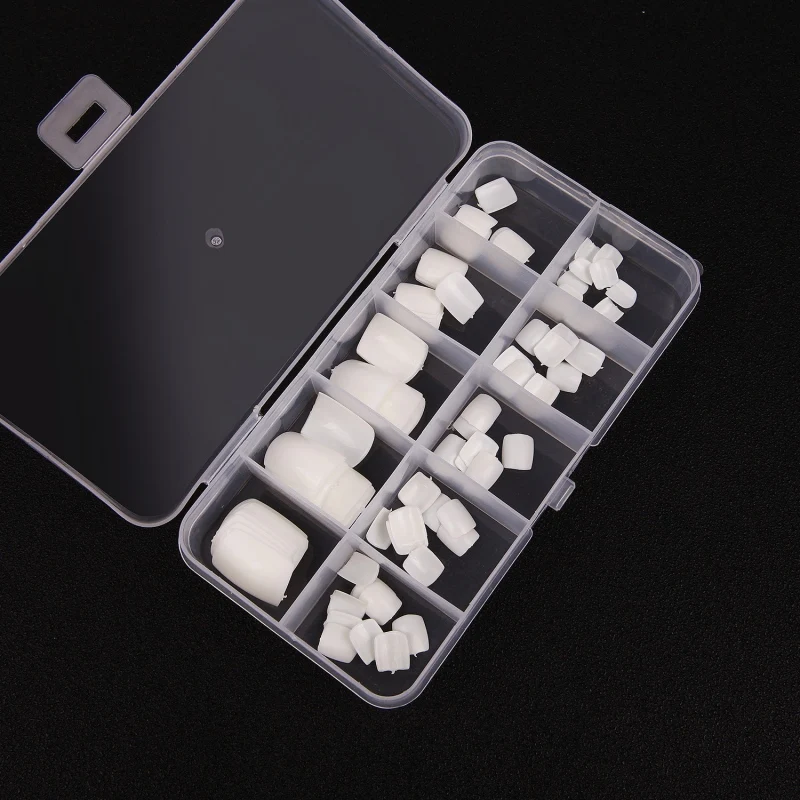 White with Box Горячая Распродажа 100 шт. искусственный акрил накладные ногти для ног натуральные/белые/прозрачные накладные ногти для ног маникюрные украшения для художественного маникюра искусственные губки - Цвет: White with Box