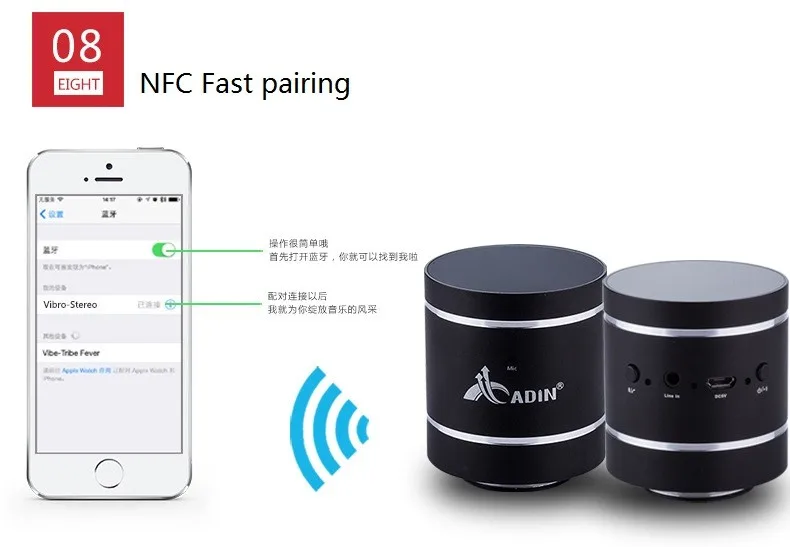ADIN 20 Вт Bluetooth динамик Вибрация HIFI динамик s металлический телефонный динамик Мини Вибрация 3D стерео сабвуфер с микрофоном 1 пара