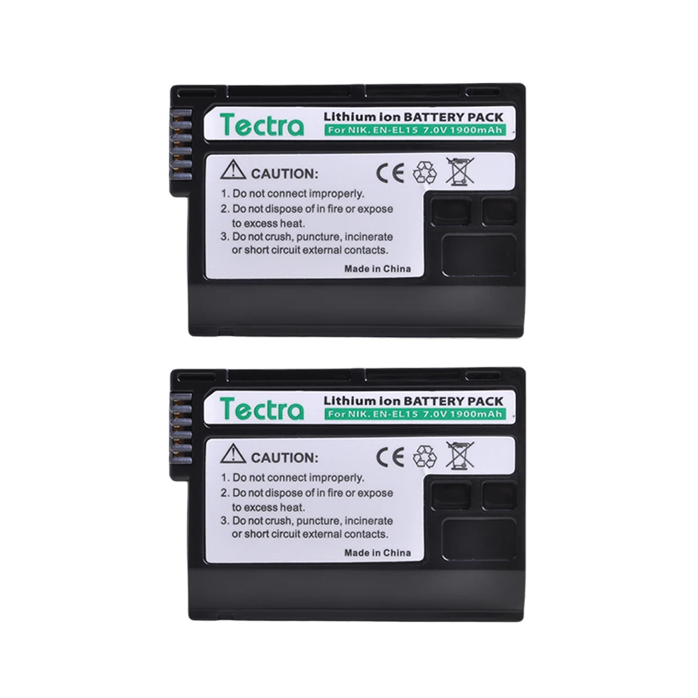 Аккумулятор Tectra ENEL15 для Nikon 1900 мАч 2 шт. D7000 D7100 D800 D800E D600 D610 D810 D500 D7200 V1 D850|battery for nikon