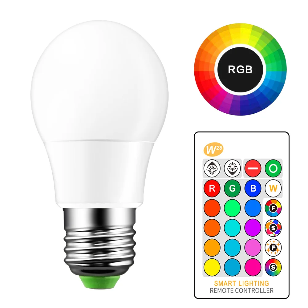 Светильник RGB лампа 5 Вт с ИК пультом дистанционного управления 85 265 В переменного