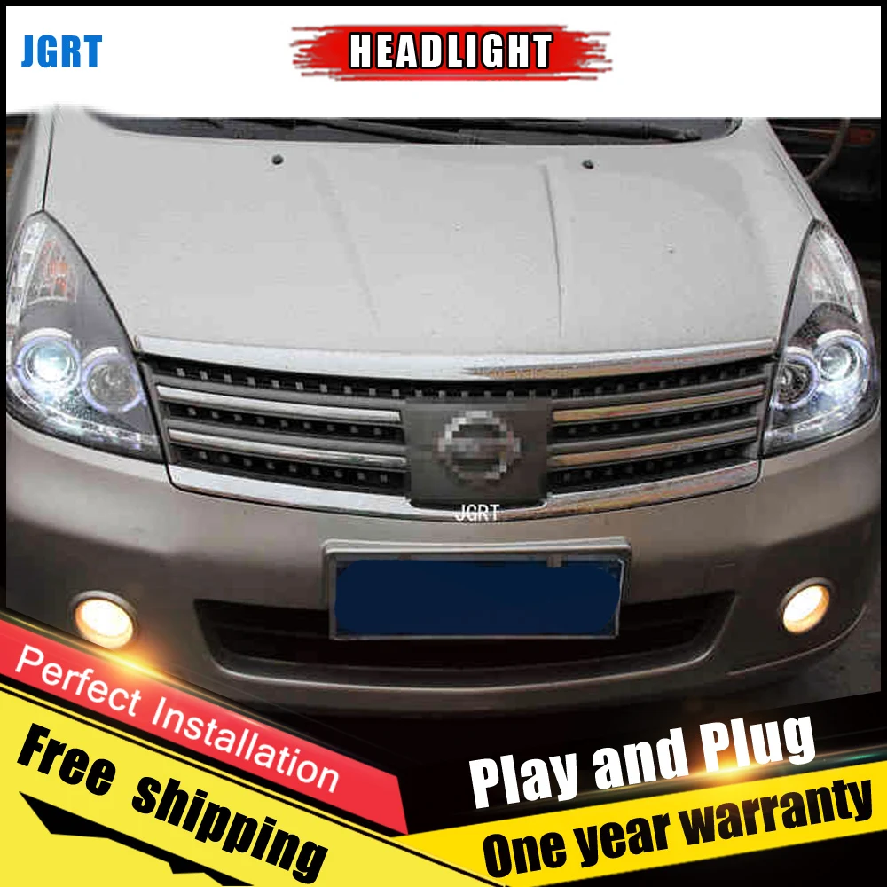 Автомобильный Стиль светодиодный фары для Nissan Livina 2008 2011 налобный фонарь DRL