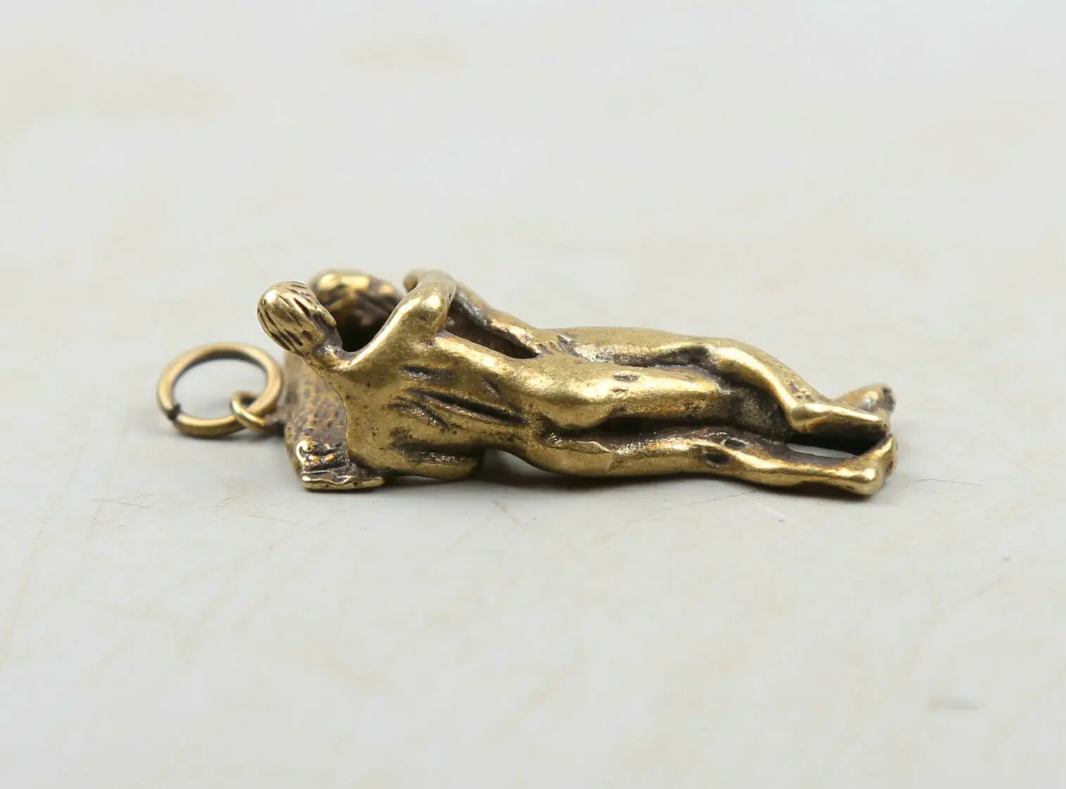 Chinese Bronze Carving Man And Woman Exquisite Small Pendant Statues