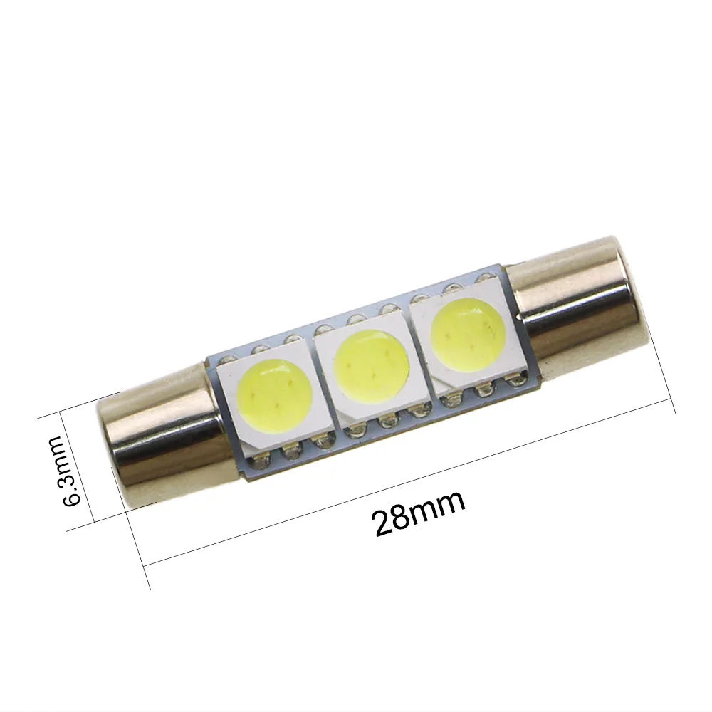 KEIN 10 шт. 28 мм T6 светодиодные автомобильные лампы festoon blue T6.3 5050 3smd Внутреннее