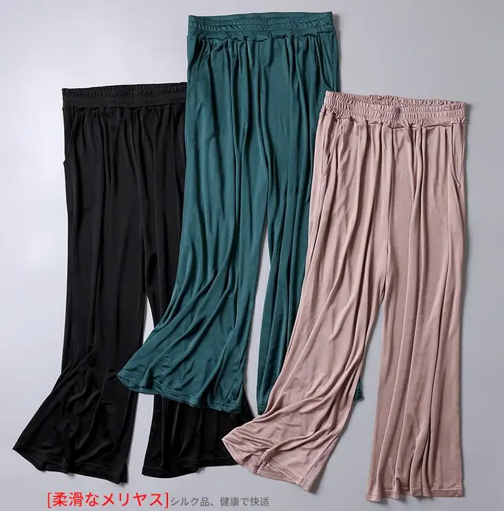 50% шелк 50% вискоза женские трикотажные эластичные свободные брюки XL 2XL SG366