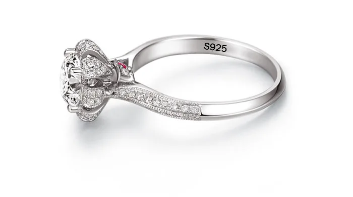 Romantic Queen Caroline Engagement Ring Solid 925 Sterling Silver Jewelry 2 Carat CZ Diamant Wedding Rings for Women ZR200 | Украшения и