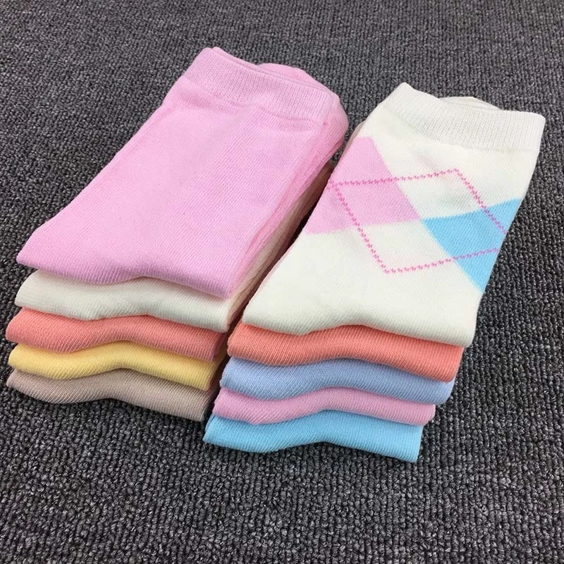 Лот из 5 пар однотонные Хлопковые женские повседневные носки | Женская одежда