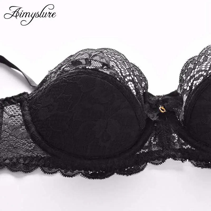 Женщина Кружево 1/2 чашки бюстгальтера сексуальные Push Up Белье комплект красный