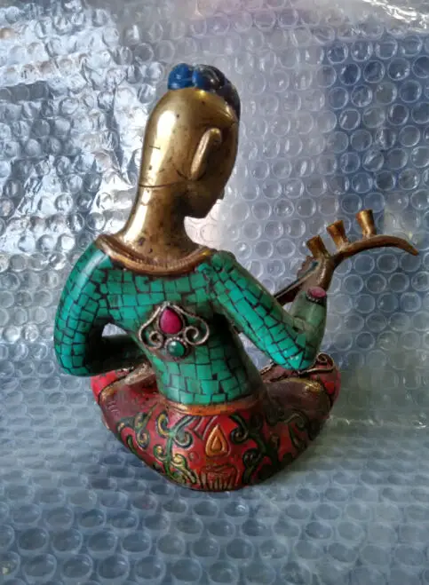 

17 cm * / Tibetan Buddhism copper inlaid turquoise singing in China/3
