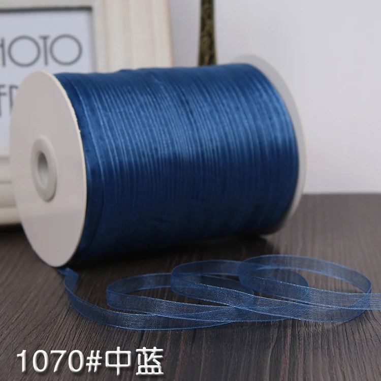 In the blue 1/4 ''(6 мм) органза Ленты(10 м/лот) глубоко малиновый свадебный подарок Рождество Украшения Обертывание Ленты - Цвет: In the blue