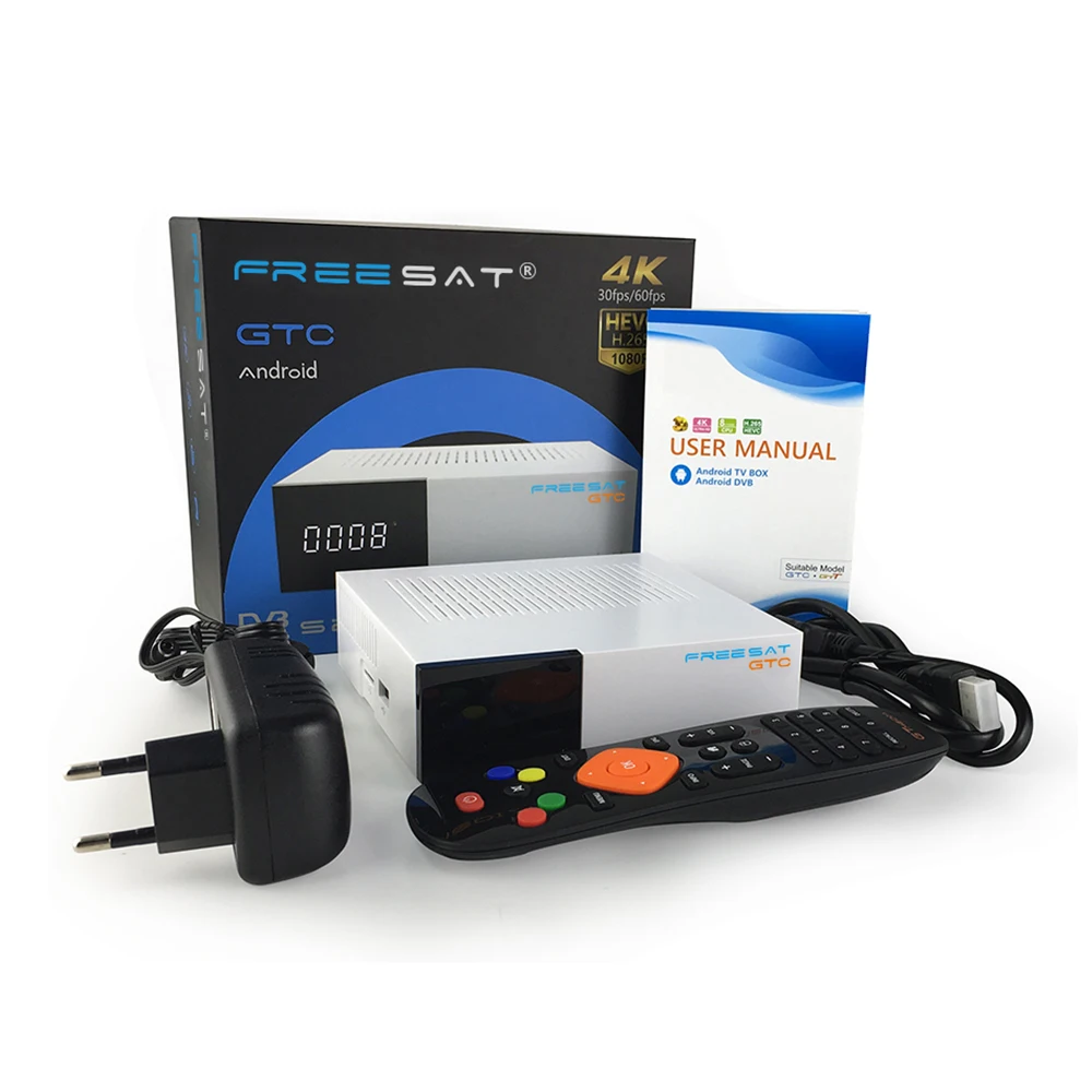 Freesat GTC радиоприемник спутниковой связи, цифровое телевизионное вещание S2 dvb T2 DVB-C ISDB-T Biss VU Cccam рецептор тюнер 4K Bluetooth FTA Android iptv-приставка m3u
