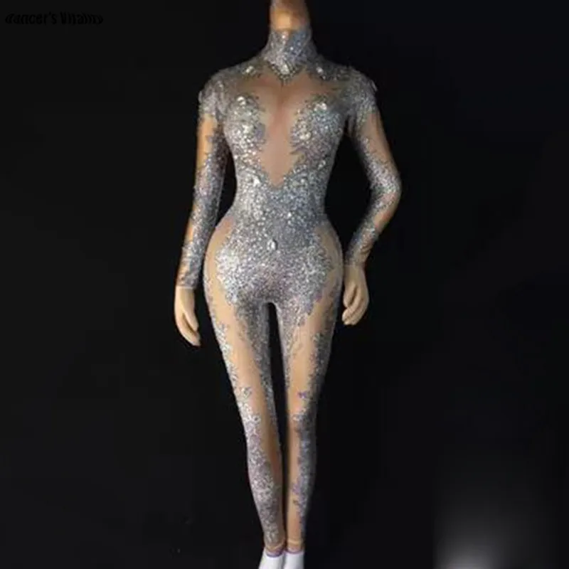 Боди со стразами комбинезон с блестящими кристаллами женский боди бриллиантами