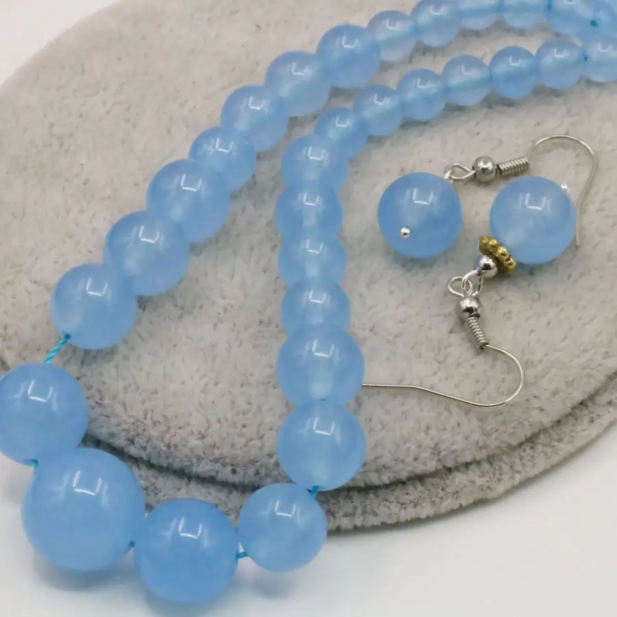 Красивые бусы ожерелье цепочка серьги наборы синие авантюрин круглые бусины