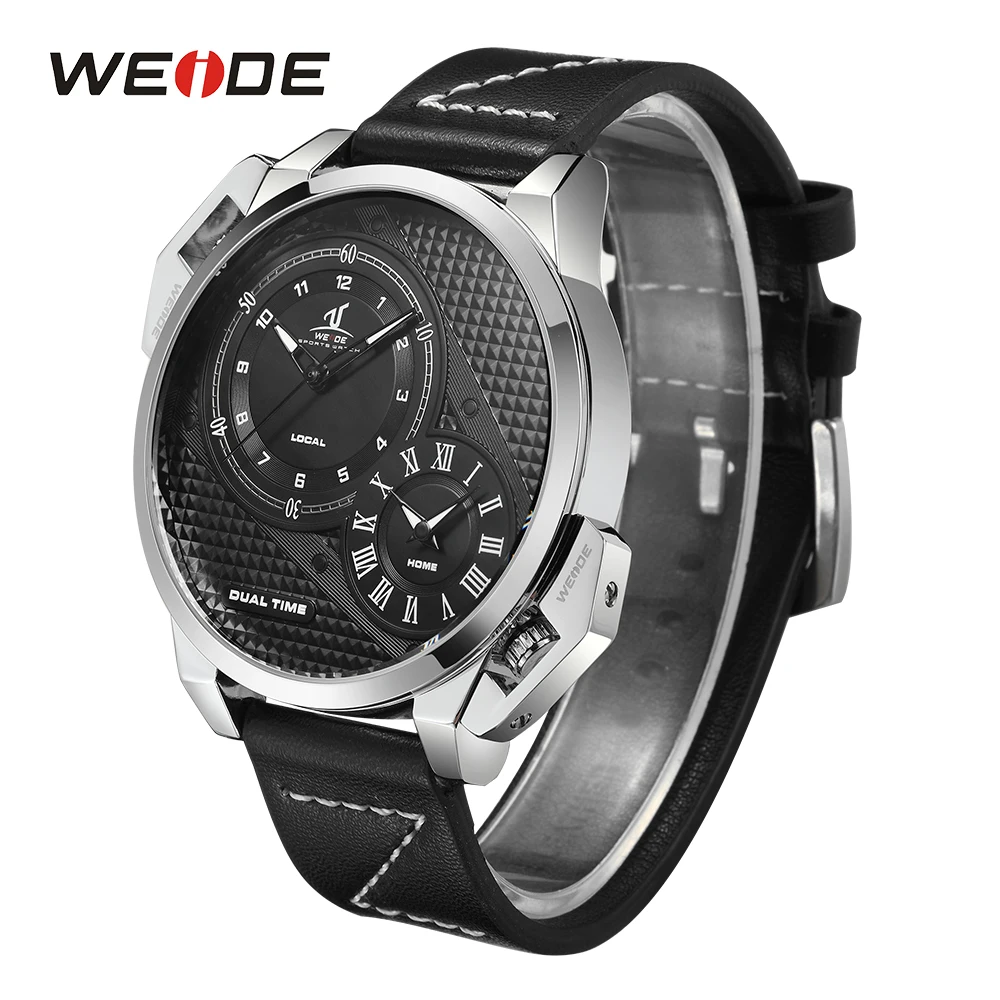 WEIDE спортивные повседневные бизнес часы с циферблатом и двойным часовым поясом