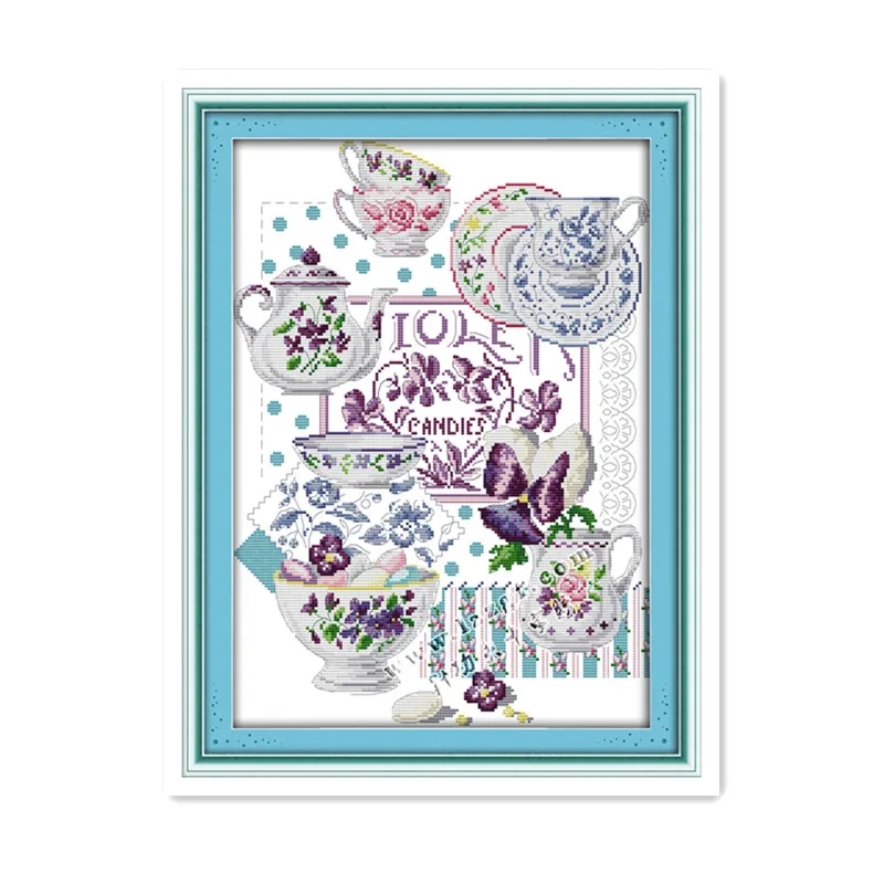 Чайная чашка Красивые Украшения ручной Набор для вышивки крестиком сделай сам в