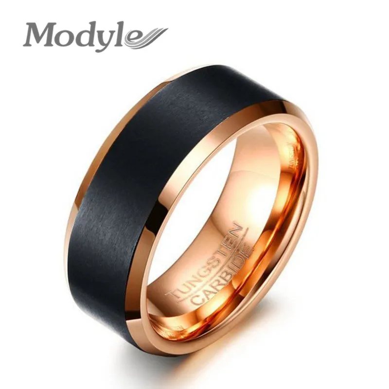 Мужские кольца из вольфрама Mostyle черные обручальные карбида 8 мм 2020|tungsten rings for