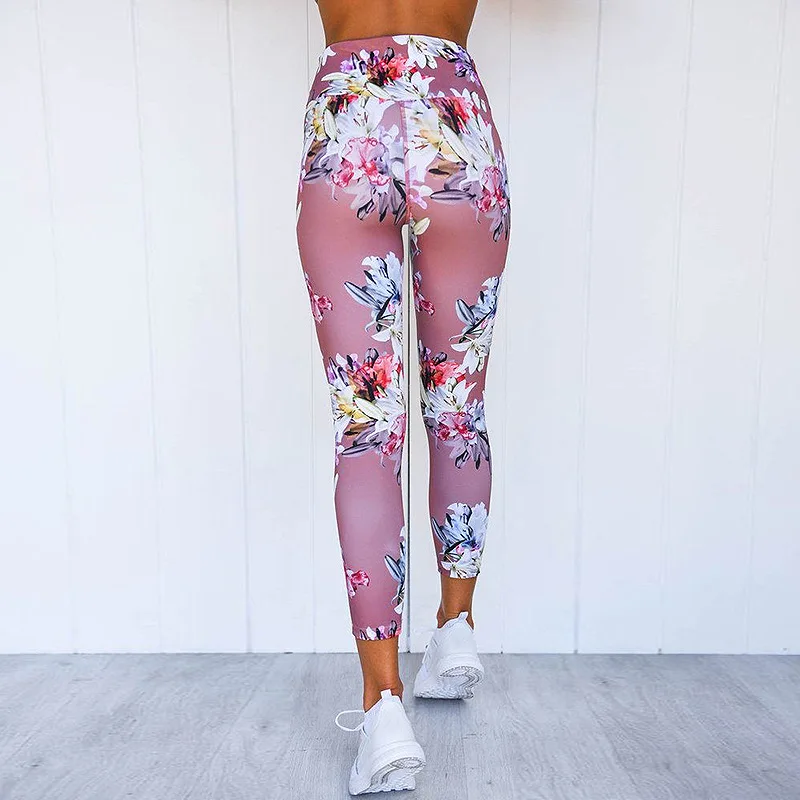 Two Piece Print Yoga Set Fitness Women Sports Running Suit Gym Wear Backless Vest Workout Elastic Quick Dry Bra+Legging | Спорт и