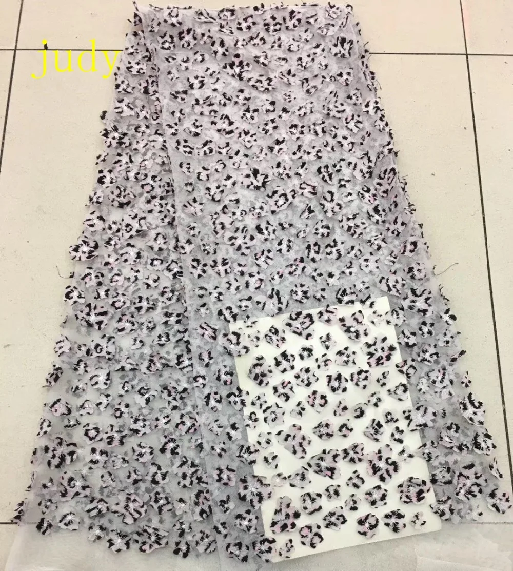 

stock 5yards/bag RFJJ016# 4 color mesh wedding fabric 3D mixed color flowers for wedding dress party Free shipping
