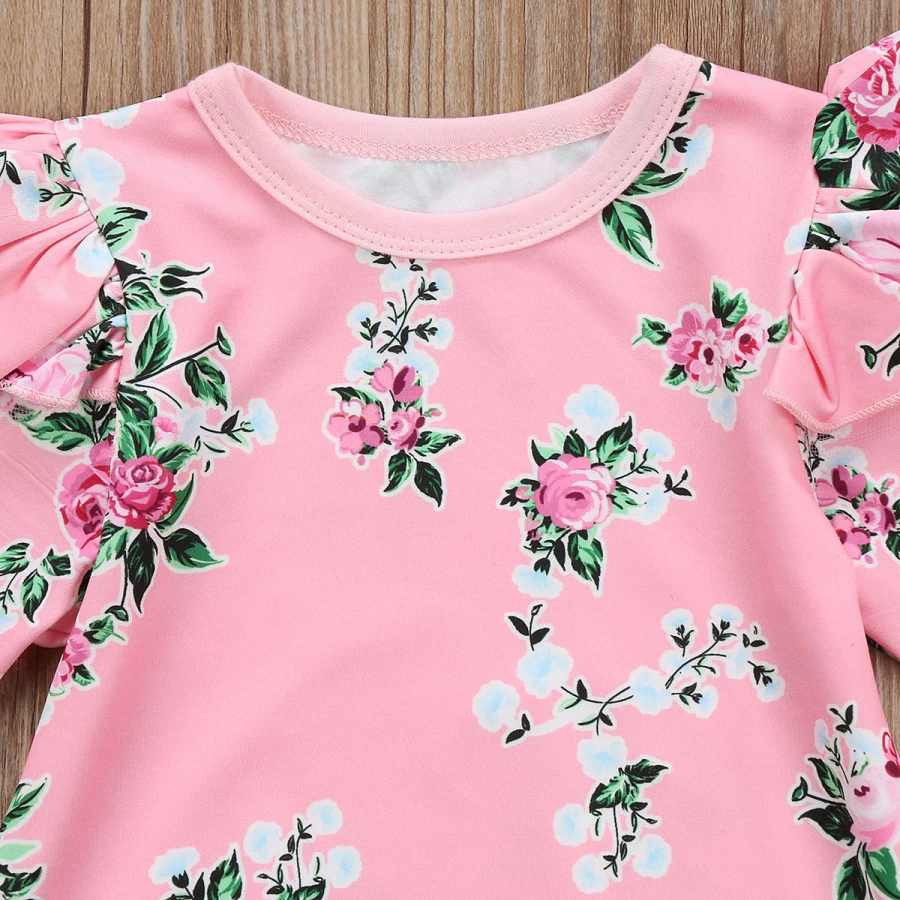 Emmababy New Cute Kids Baby Girls Floral Pink Jumpsuit Romper Long Sleeve Clothes Casual Outfits | Детская одежда и обувь