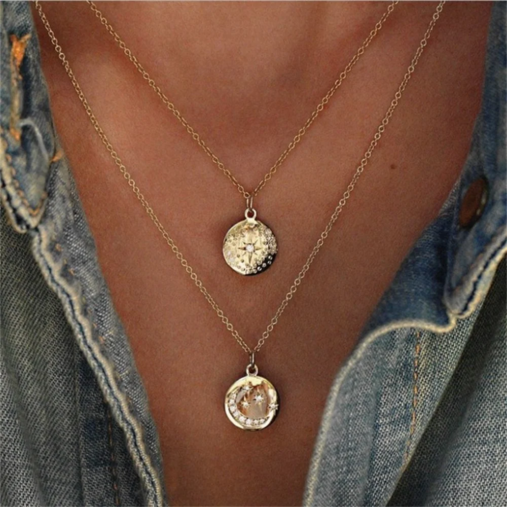 

2020 New Fashion Boho Star Multi-layer Women Necklaces Classic Gold Chain Pendant Necklace for Women Chokers Gifts Jewelry